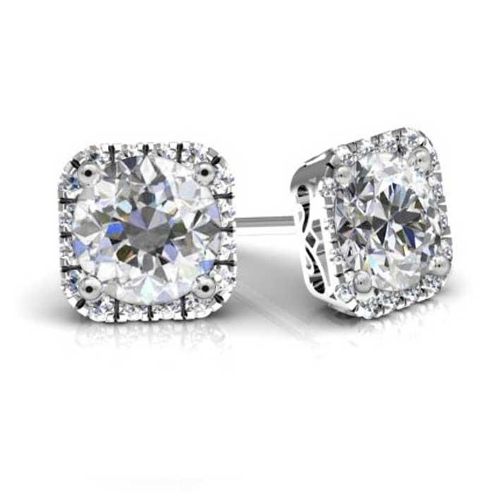 Forever One Round Moissanite Cushion Halo Earrings – deBebians