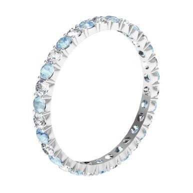 Gemstone Eternity Band with Aquamarines and Diamonds Gemstone Eternity Rings deBebians 