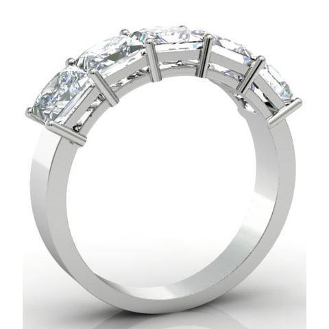 3.00cttw Shared Prong Princess Cut GIA Certified Diamond Five Stone Ring Five Stone Rings deBebians 