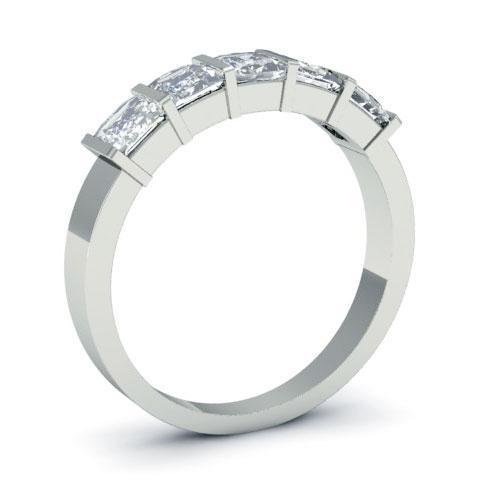 1.50cttw Bar Set Princess Cut GIA Certified Diamond Five Stone Ring Five Stone Rings deBebians 
