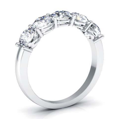1.50cttw Shared Prong Round GIA Certified Diamond Five Stone Ring Five Stone Rings deBebians 