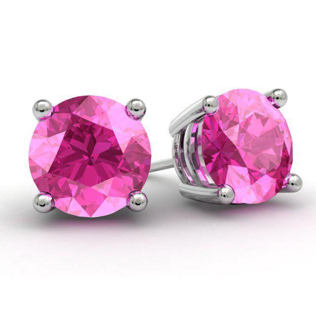 Pink Sapphire Stud Earrings Gemstone Stud Earrings deBebians 