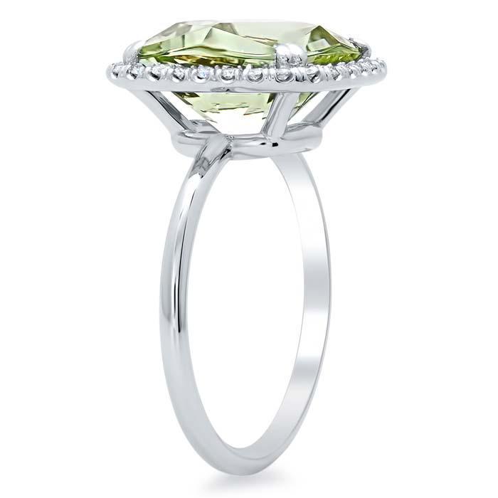 Green Amethyst Halo Fashion Ring Gift Ideas Over $1500 deBebians 