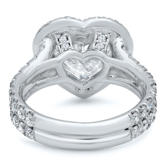 Heart Halo Engagement Ring with Double Shank Halo Engagement Rings deBebians 