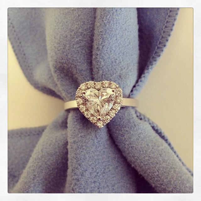 Heart Halo Engagement Ring with Plain Band Halo Engagement Rings deBebians 