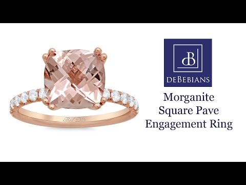 Morganite Square Pave Engagement Ring