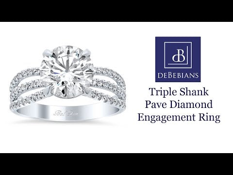 Triple Shank Pave Diamond Engagement Ring