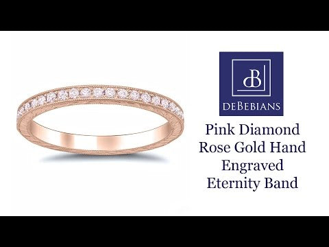 Pink Diamond Rose Gold Hand Engraved Eternity Band