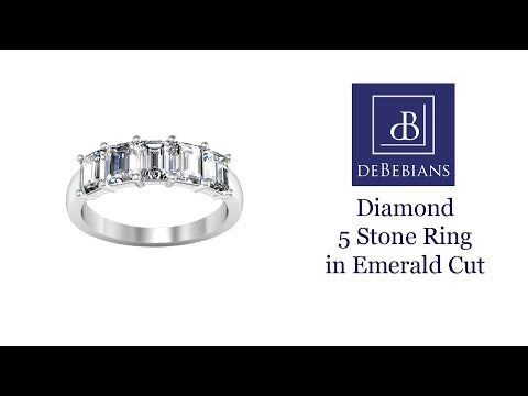 2.00cttw Shared Prong Emerald Cut Diamond Five Stone Ring