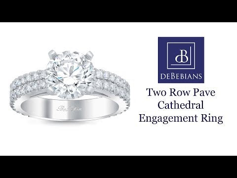 Two Row Pave Cathedral Engagement Ring