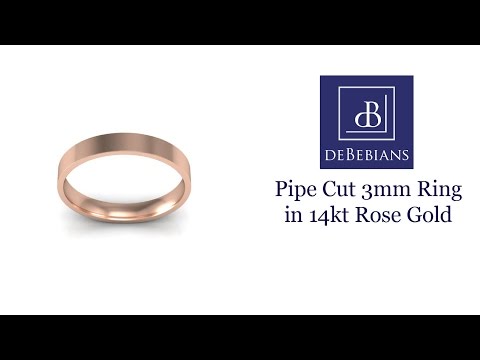 Pipe Cut 3mm Ring in 14kt Gold