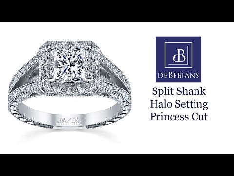 Split Shank Halo Setting Princess Cut