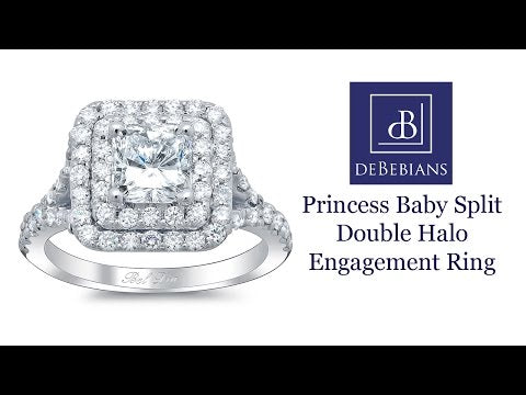 Princess Baby Split Double Halo Engagement Ring