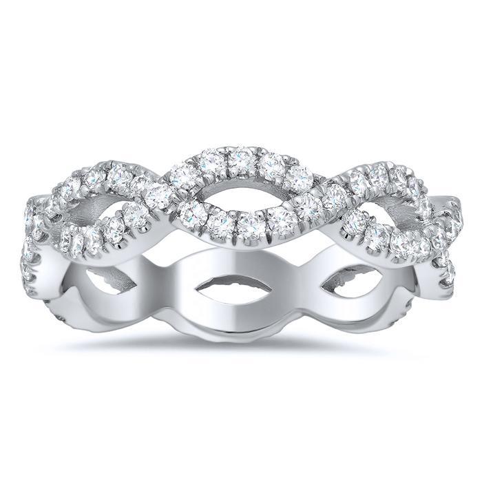 0.75 cttw Round Two Row Pave Set Diamond Eternity Ring – deBebians