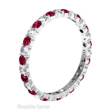 January Birthstone Eternity Ring with Round Garnets and Diamonds Gemstone Eternity Rings deBebians 