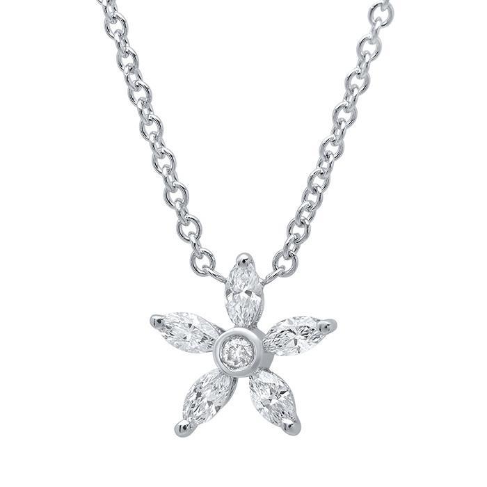 Marquise Diamond Flower Pendant Necklace Diamond Necklaces deBebians 
