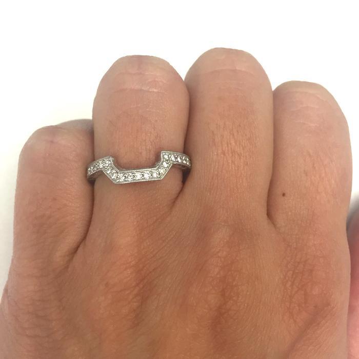 Matching Hand Engraved Diamond Wedding Ring Half Eternity Rings deBebians 