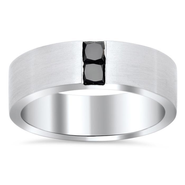 Men's Channel Set Princess Cut Black Diamond Wedding Ring – deBebians