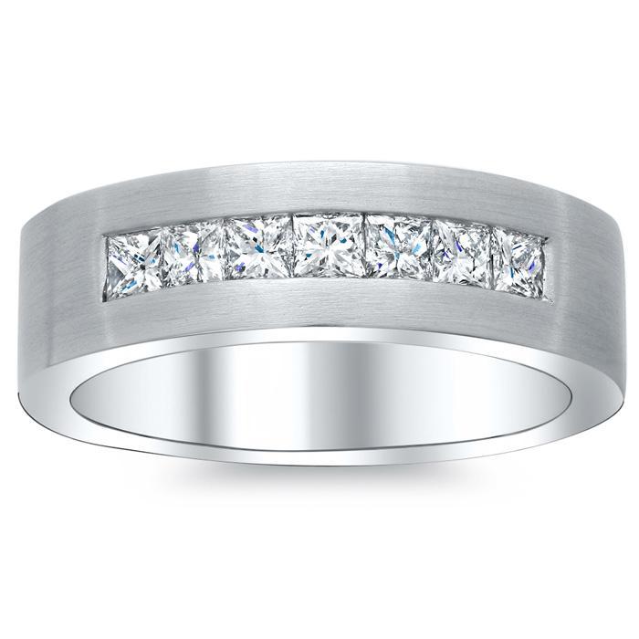 Men's Princess Diamond Ring with Brushed Finish Men's Diamond Wedding Rings deBebians 
