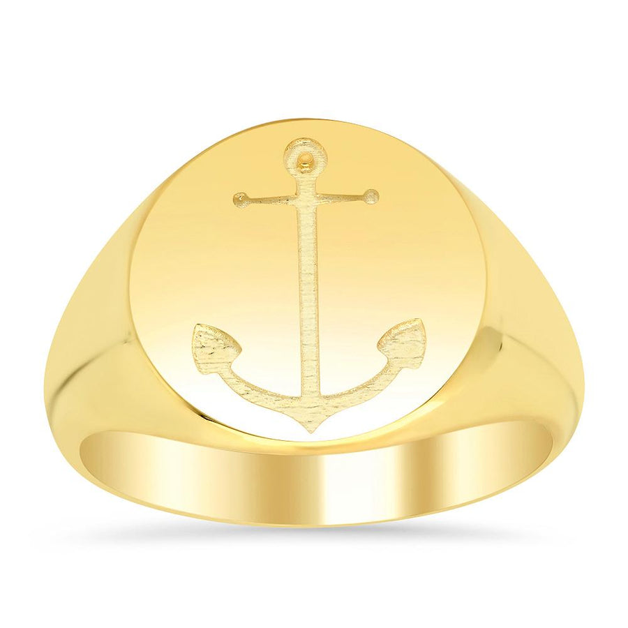 Mens Anchor Signet Ring with Solid Back Signet Rings deBebians 