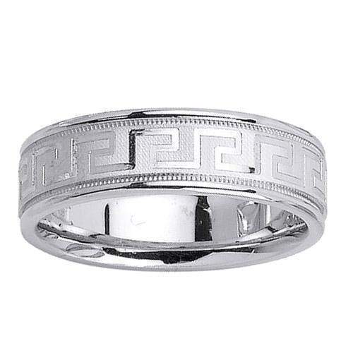 6.5mm Greek Key Design Wedding Ring Unique Wedding Rings deBebians 
