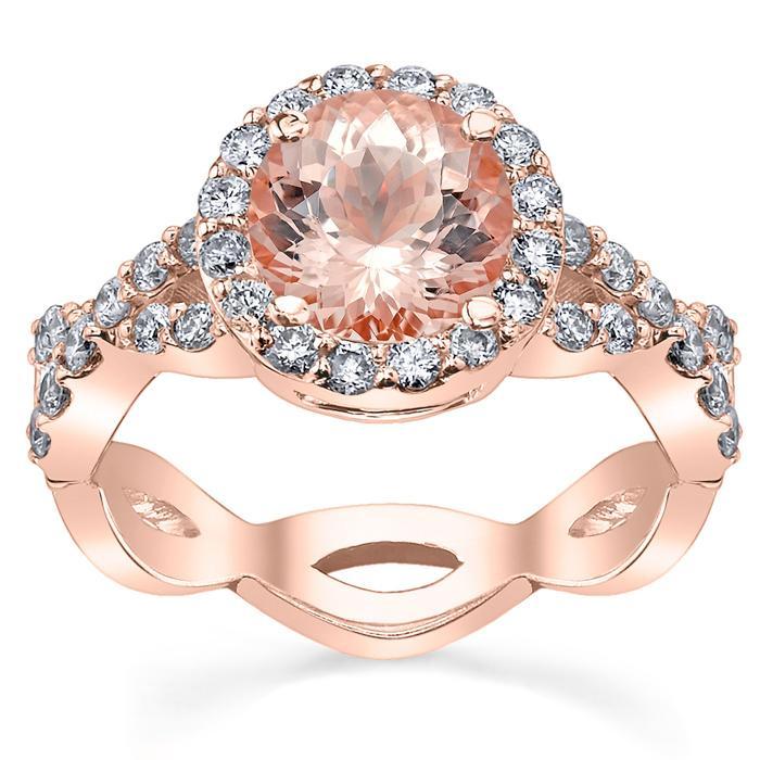 Morganite Infinity Engagement Ring in Rose Gold Rose Gold & Morganite Engagement Rings deBebians 