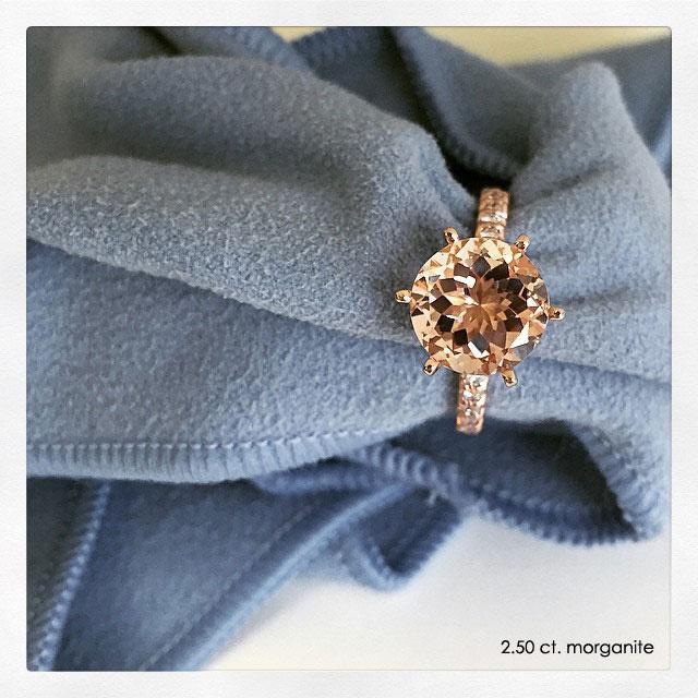 Morganite Pave Engagement Ring Rose Gold & Morganite Engagement Rings deBebians 