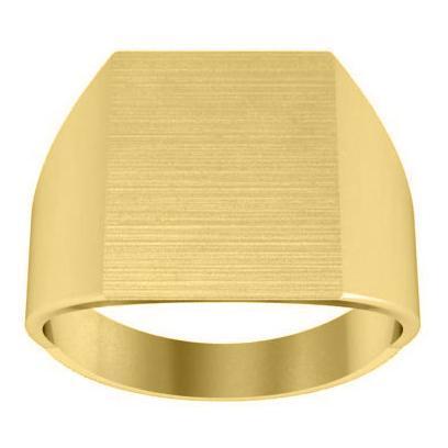 Yellow Gold Signet Ring, Square Brush Top - Polished – Marke Fine Jewelry