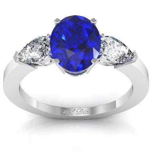 Oval Blue Sapphire Three Stone Engagement Ring Sapphire Engagement Rings deBebians 