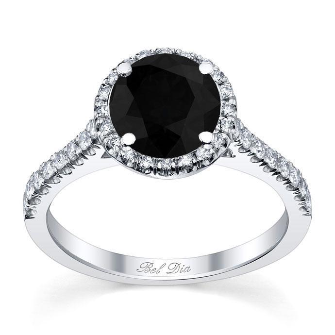 Pave Accented Black Diamond Halo Black Diamond Engagement Rings deBebians 
