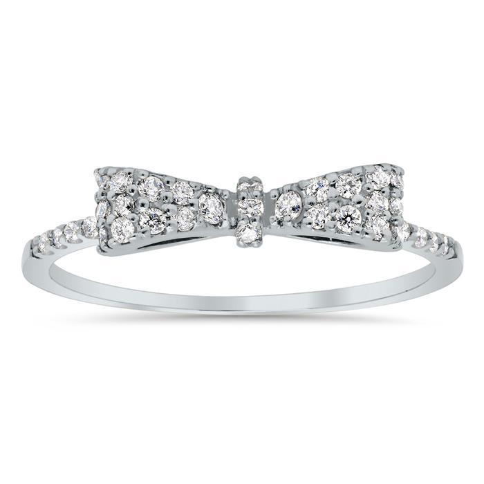 Diamond bow ring white gold Clearance