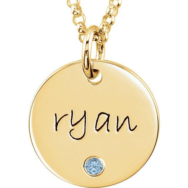 Tiny Name Tag Charm, Personalized Birthstone Necklace, Gold Name Tag  Pendant, Monogram Initial, Custom Engraved, Mini Name Jewelry