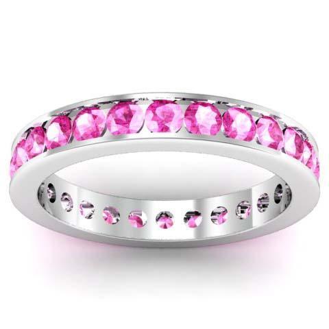 Pink Sapphire Eternity Ring in Channel Setting Gemstone Eternity Rings deBebians 