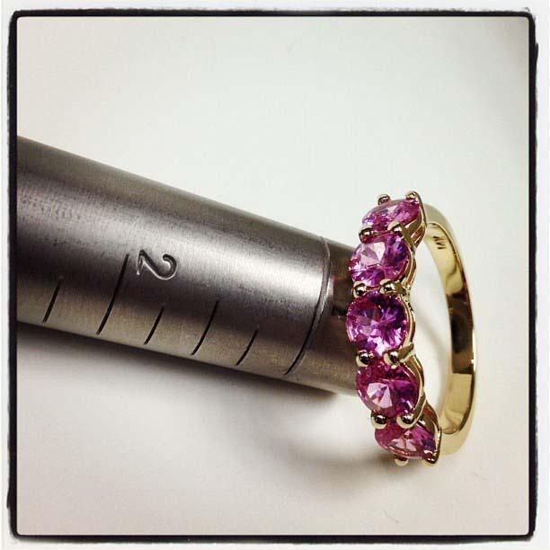 2.00cttw Shared Prong Pink Sapphire 5 Stone Ring Five Stone Rings deBebians 