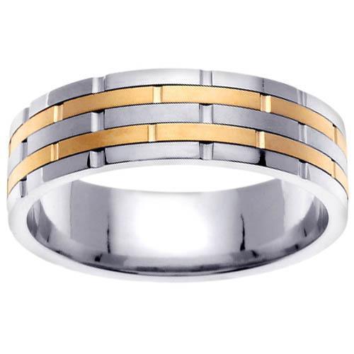 Platinum & 18kt Wedding Ring in 6.5 mm Comfort Fit Platinum Wedding Rings deBebians 