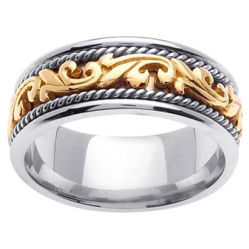 Platinum & 18kt Yellow Gold Wedding Ring in 9mm Comfort Fit Platinum Wedding Rings deBebians 