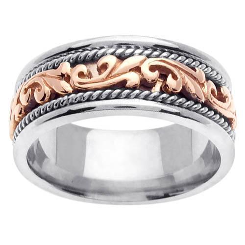 14k White Gold Braided Ring and Yellow Gold Wedding Band – deBebians