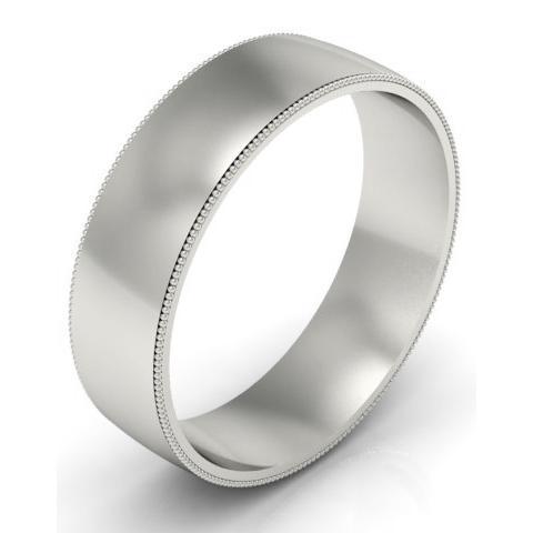 Platinum Milgrain Ring 6mm Plain Wedding Rings deBebians 