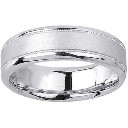 Brushed Platinum Ring for Men with Milgrain Platinum Wedding Rings deBebians 