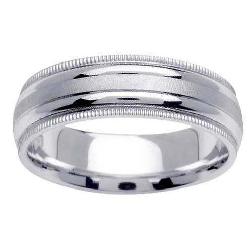 Dual Finish Platinum Ring with Milgrain Platinum Wedding Rings deBebians 