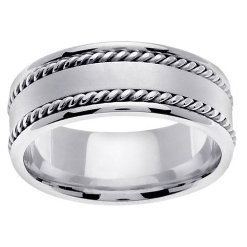 Mens Platinum Ring 8mm Comfort Fit Handmade Platinum Wedding Rings deBebians 