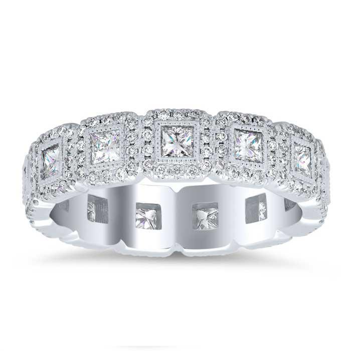Princess Cut Diamond Halo Eternity Ring deBebians - Main Image