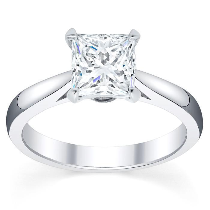 Princess Cut Tapered Open Solitaire Setting Engagement Ring