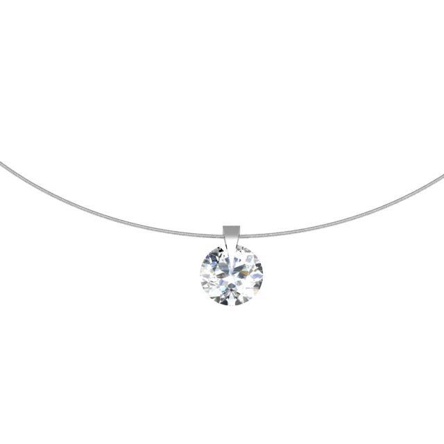 Single Prong Round Diamond Pendant Necklace Solitaire Necklaces deBebians 