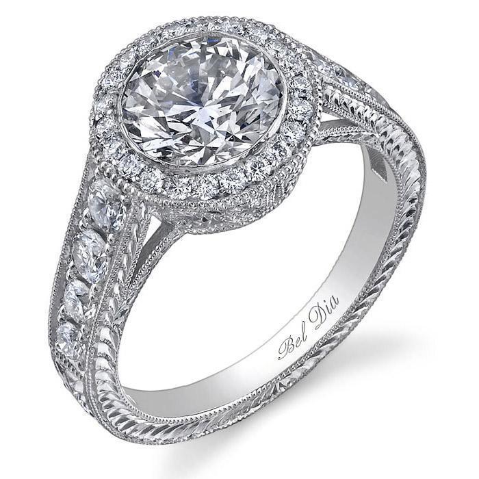 Round Halo Diamond Ring 1.00 cttw Halo Engagement Rings deBebians 