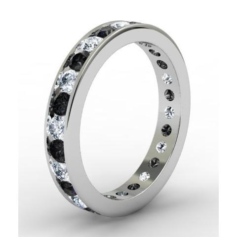 Round White and Black Diamond Eternity Ring in Channel Setting Gemstone Eternity Rings deBebians 