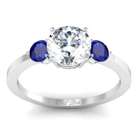 Sapphire Accented Three Stone Engagement Ring Sapphire Engagement Rings deBebians 