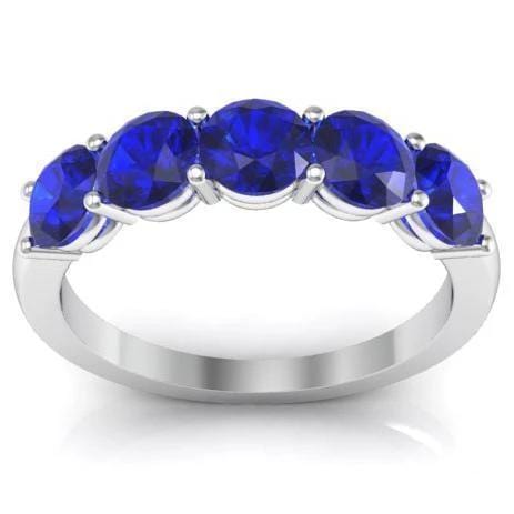 1.50cttw Shared Prong Blue Sapphire Five Stone Ring Five Stone Rings deBebians 