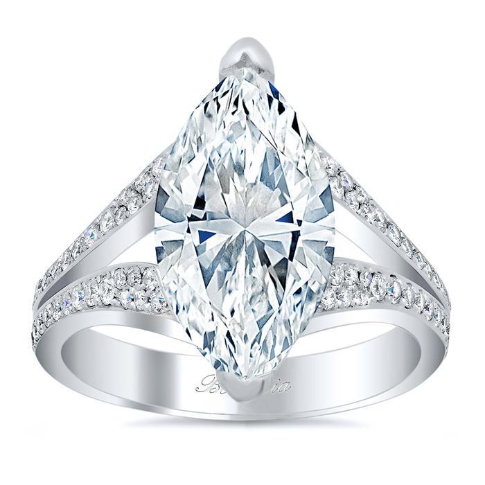 Split Shank Marquise Pave Engagement Ring deBebians