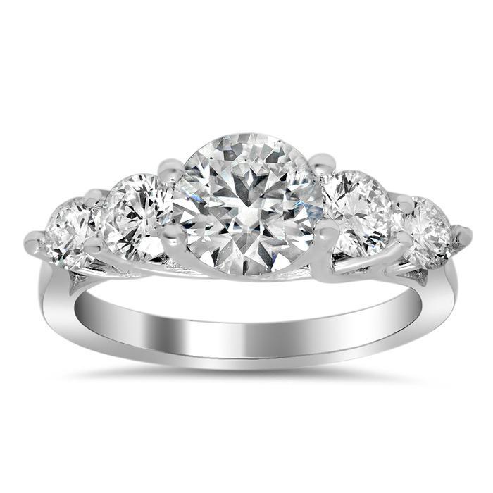 Tapered Trellis Five Stone Engagement Ring Diamond Accented Engagement Rings deBebians 